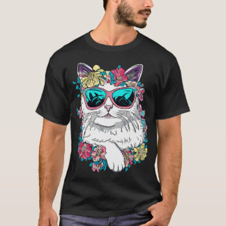 Cute Turkey Van cat och vackra blommor T Shirt