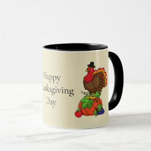 Cute Turkey w/ Harvest Thanksgiving Anpassa Mugg
