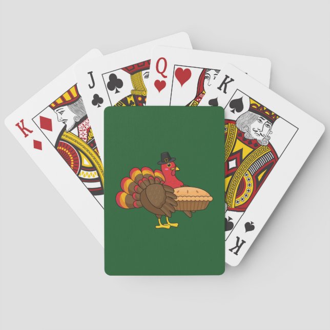 Cute Turkey with Pumpkin Paj Thanksgiving Casinokort (Baksidan)