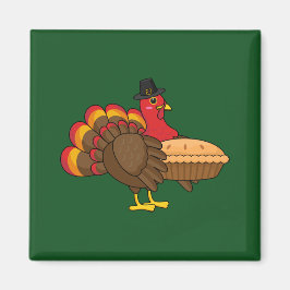 Cute Turkey with Pumpkin Paj Thanksgiving Magnet