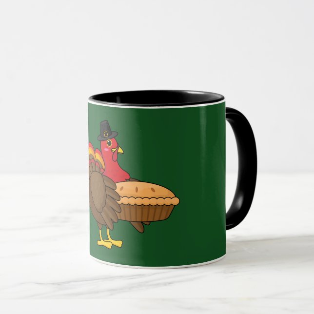 Cute Turkey with Pumpkin Paj Thanksgiving Mugg (Framsida höger)