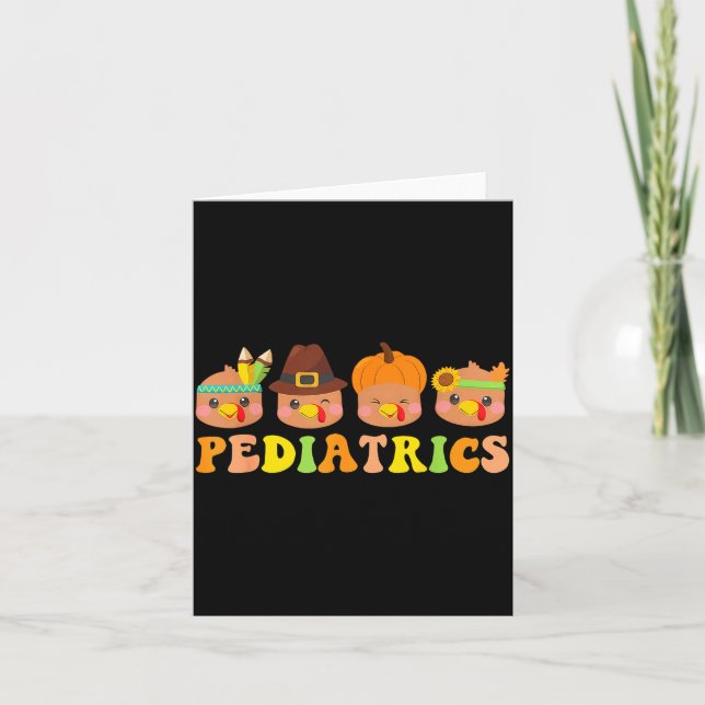 Cute Turkeys Pediatrics Pumpkin Thanksgiving Fall  Kort (Framsida)