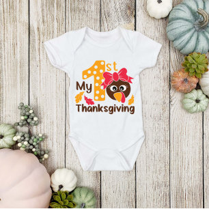 Cute Turkiet 1:a Thanksgivingen Flicka Baby T Shirt