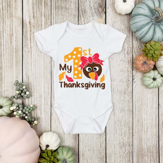 Cute Turkiet 1:a Thanksgivingen Flicka Baby T Shirt (Skapare uppladdad)