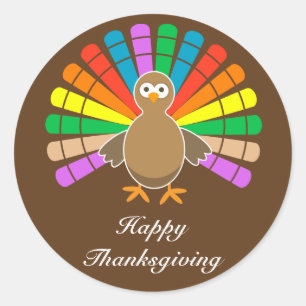 Cute Turkiet - Happy thanksgiving Runt Klistermärke