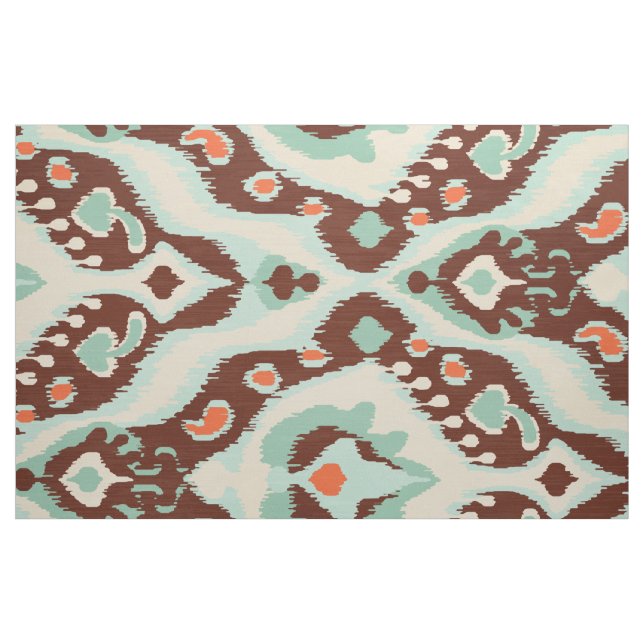 Cute turkos-orange brun ikat-stam mönster tyg (Fat Quarter)