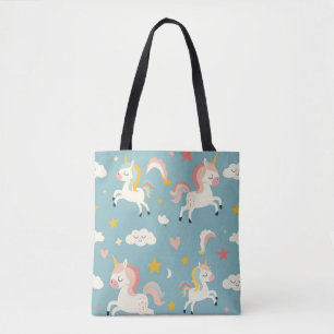 Cute Turqoise Unicorn för barn Tygkasse