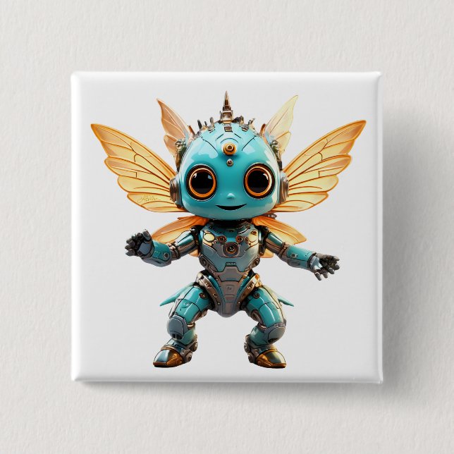 Cute Turquoise Dancing Robot Pixie Knapp (Framsida)