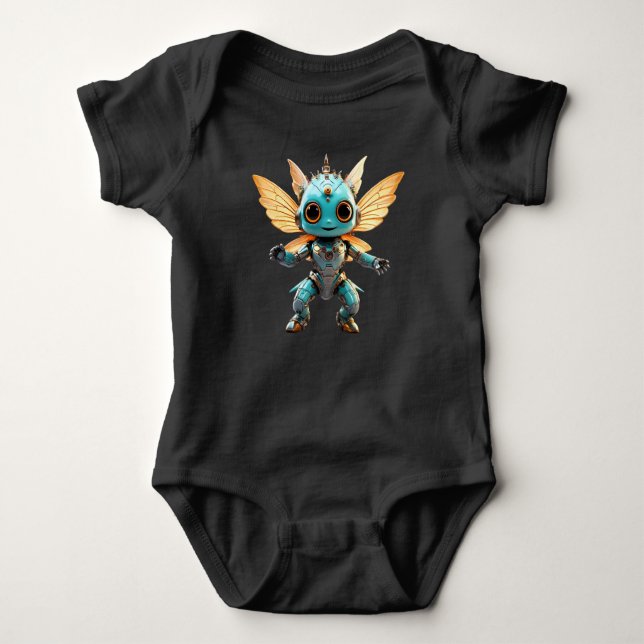 Cute Turquoise Dancing Robot Pixie T Shirt (Framsida)