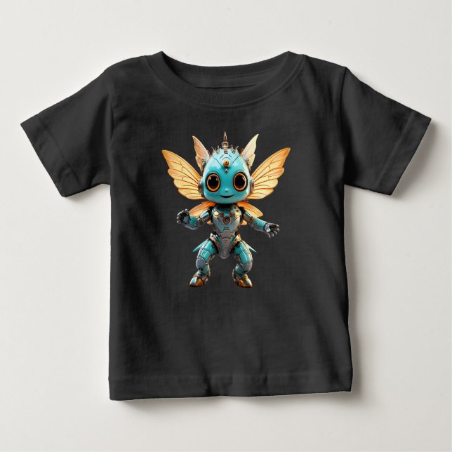Cute Turquoise Dancing Robot Pixie T Shirt (Framsida)