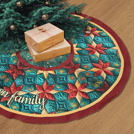 Cute turquoise festive christmas printed custom julgransmatta borstad polyester