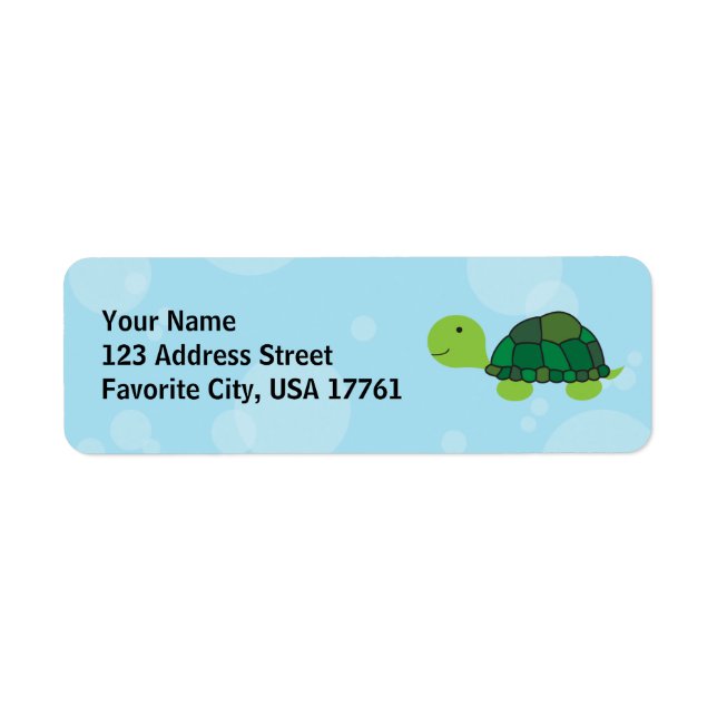 Cute Turtle-Adressetiketter Returadress Etikett (Framsidan)