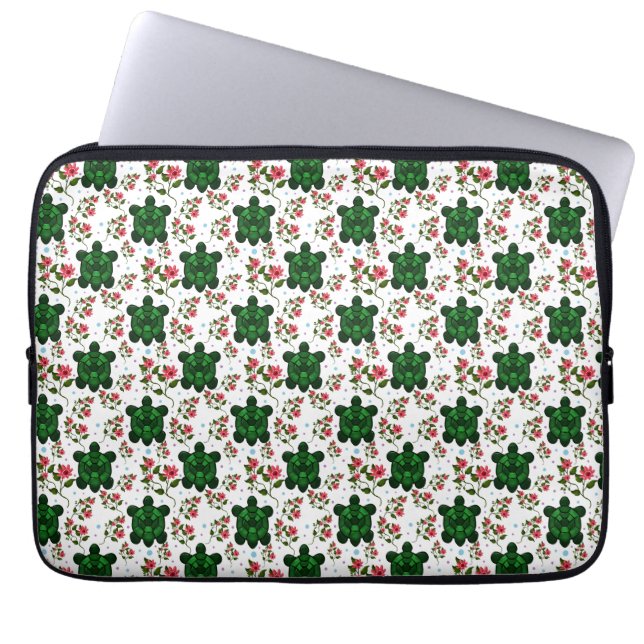 Cute Turtle and Floral Seamless Pattern  Laptop Fodral (Framsidan)