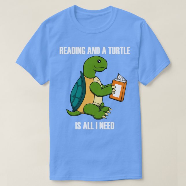Cute Turtle and Reading Bok Sitchand T Shirt (Design framsida)