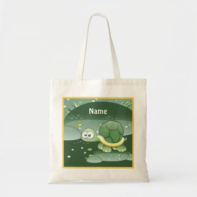 Cute Turtle Anpassningsbar Tote Bag Tygkasse (Framsidan)