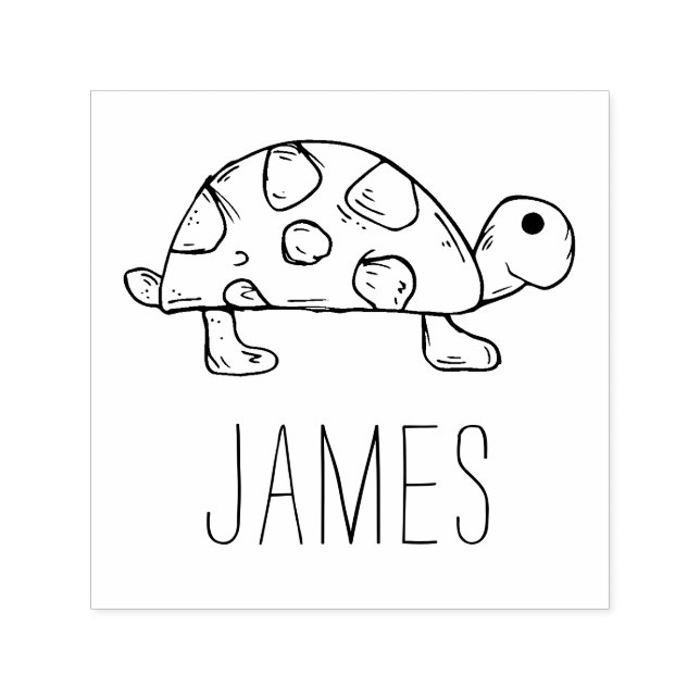 Cute Turtle Art med anpassat namn förtryckt Självfärgande Stämpel (Design)