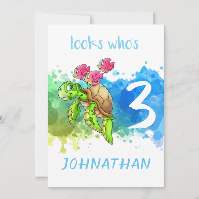 Cute Turtle Birthday Card Kort (Framsida)