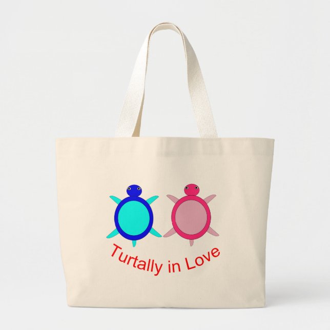 Cute Turtle Couple Jumbo Tygkasse (Framsidan)