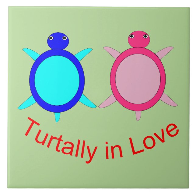 Cute Turtle Couple Kakelplatta (Framsidan)
