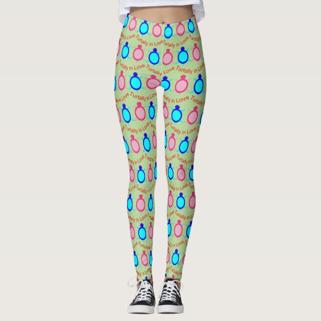 Cute Turtle Couple Leggings (Framsida)
