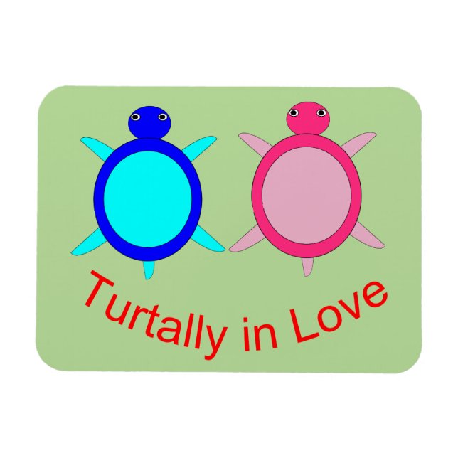 Cute Turtle Couple Magnet (Horisontell)