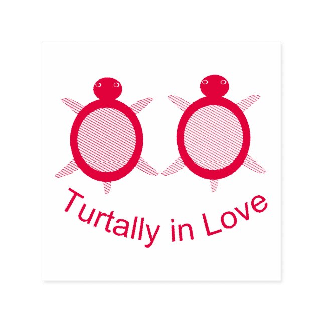 Cute Turtle Couple Självfärgande Stämpel (Design)