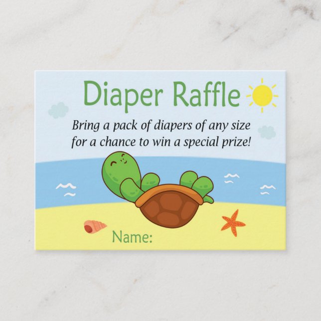 Cute turtle Diaper Raffle Biljett (Framsida)