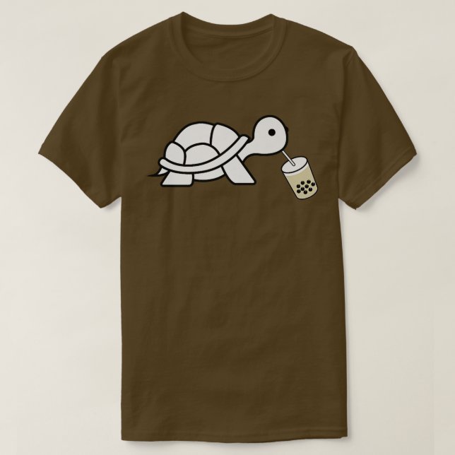 Cute Turtle Drinking Boba Bubble Milk Tea Holiday  T Shirt (Design framsida)