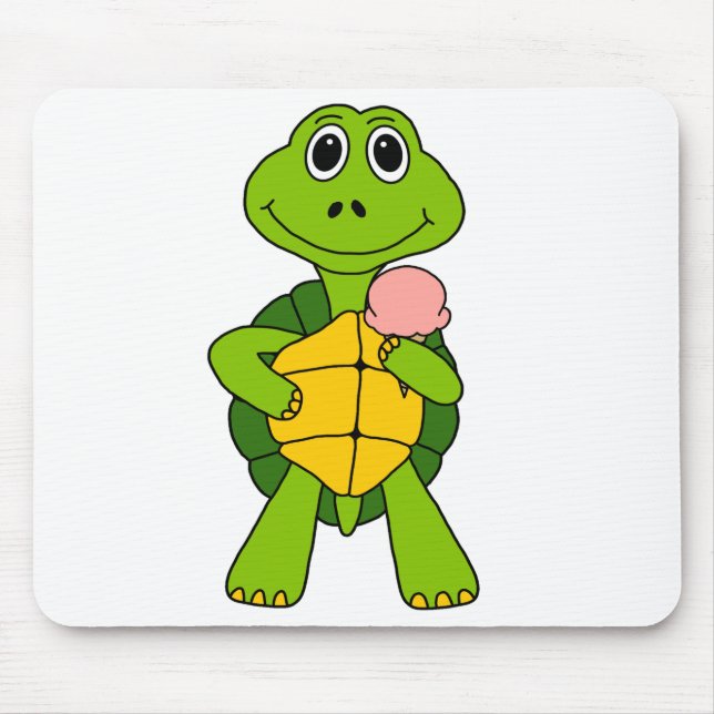 Cute Turtle Eating Ice Cream Tecknad Musmatta (Framsidan)