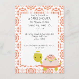 Cute Turtle Girl's Baby Shower-inbjudningar Inbjudningar