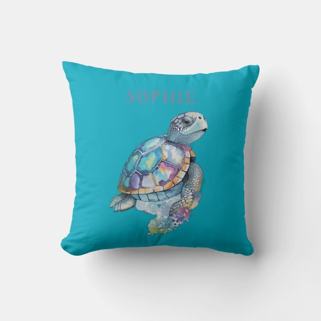 Cute Turtle Grönt Baby Nursery Kudde (Framsida)
