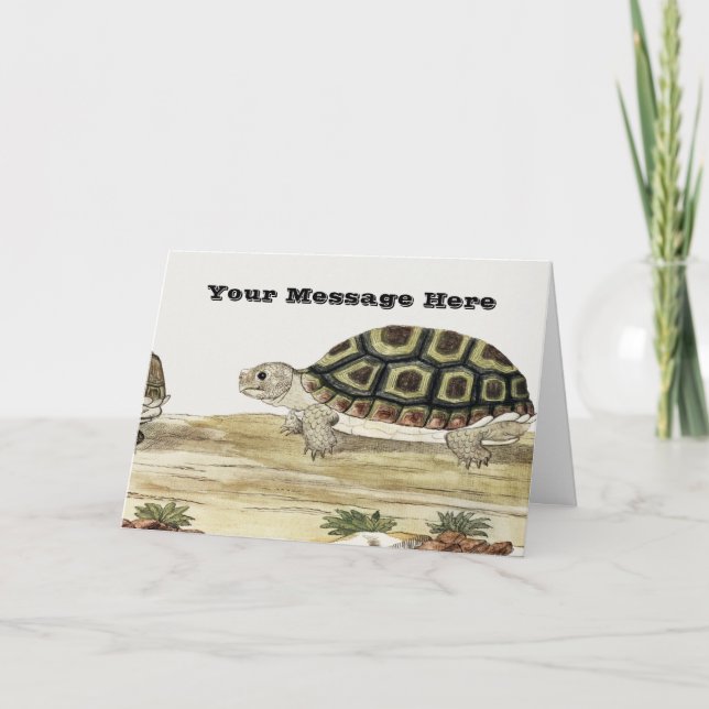 Cute Turtle Illustration Folded Greeting Card Kort (Framsida)