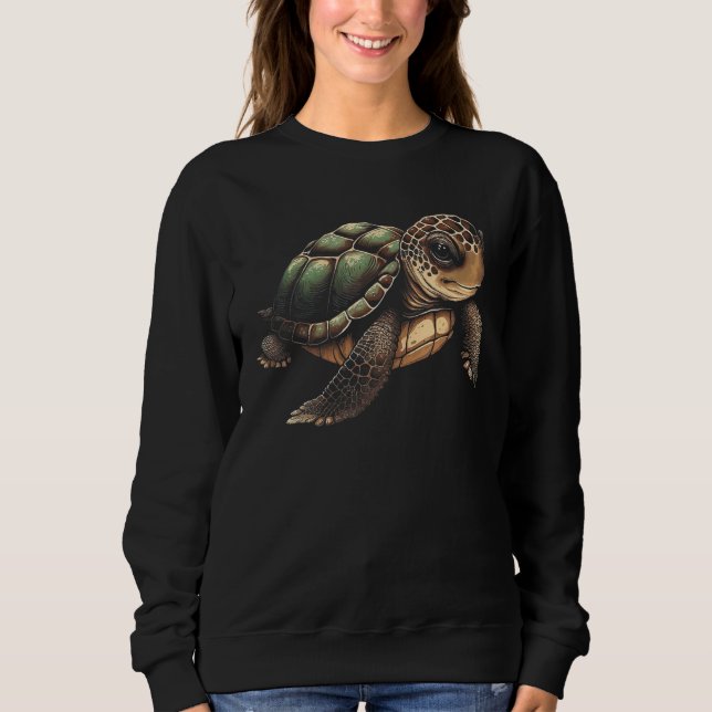 Cute Turtle Illustration T Shirt (Framsida)