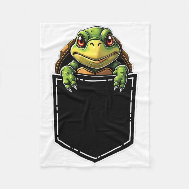 Cute Turtle in the Pocket Funny Halloween Outfit C Fleecefilt (Framsidan)