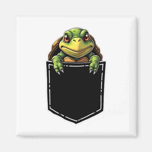 Cute Turtle in the Pocket Funny Halloween Outfit C Magnet (Framsidan)