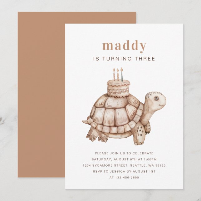 Cute Turtle-inbjudan Inbjudningar (Fram/baksida)
