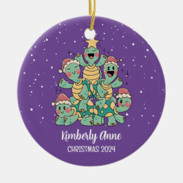 Cute Turtle Julgran Snowy Winter Helgdag Julgransprydnad Keramik