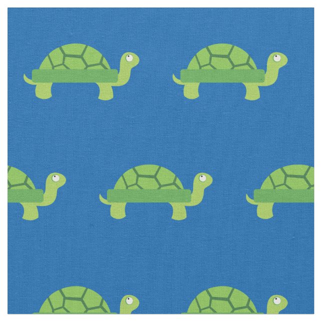 Cute Turtle Kid Baby Nursery Blue Tortoise Tyg (Närbild)