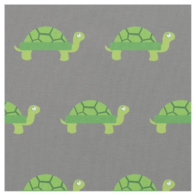 Cute Turtle Kid Baby Nursery Grått Tortoise Tyg (Närbild)