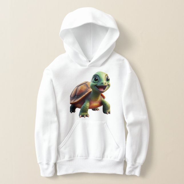 Cute Turtle Kids Hoodie T Shirt (Laydown)