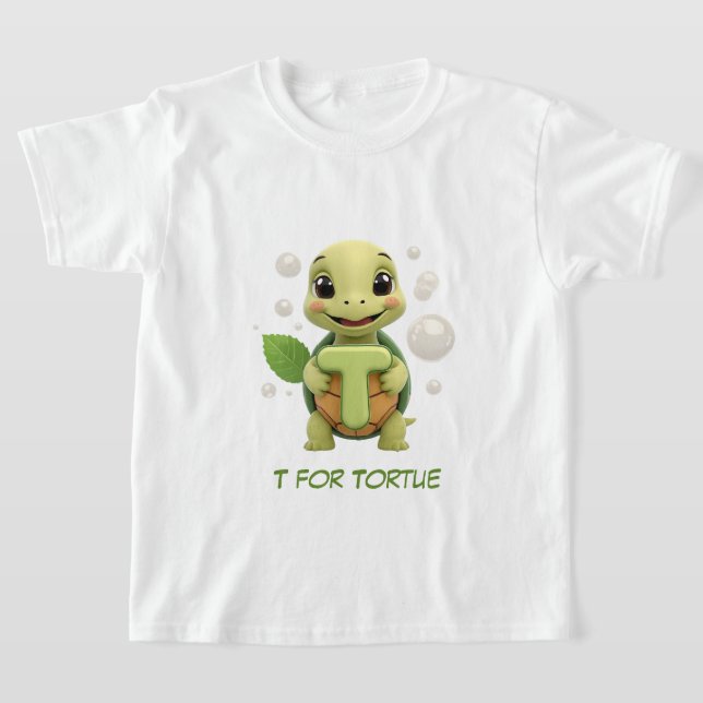 Cute Turtle Kids T-Shirt | T is for Tortue Alphabe (Laydown)