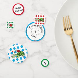 Cute Turtle Ladybug Birthday Bord Confetti