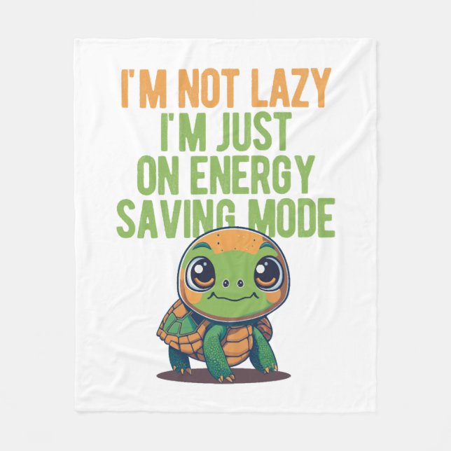 Cute Turtle, Lazy Turtle, i energisparläge Fleecefilt (Framsidan)