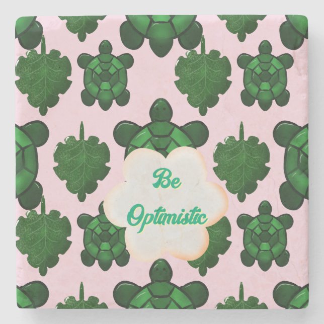 Cute Turtle Leaves Seamless Pattern, Tropical  Stenunderlägg (Framsidan)