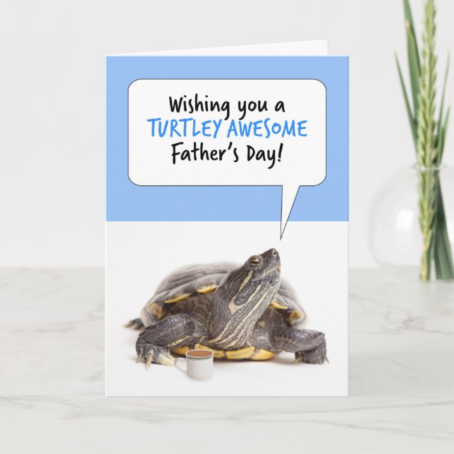 Cute Turtle lycklig med kaffe Humor Helgkort (Framsida)
