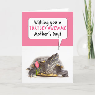 Cute Turtle lycklig Mors dag med Tulip Humor Helgkort