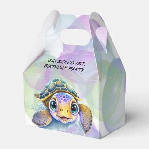 Cute Turtle med Bubbles 1:a. Födelsedagsfest Presentaskar