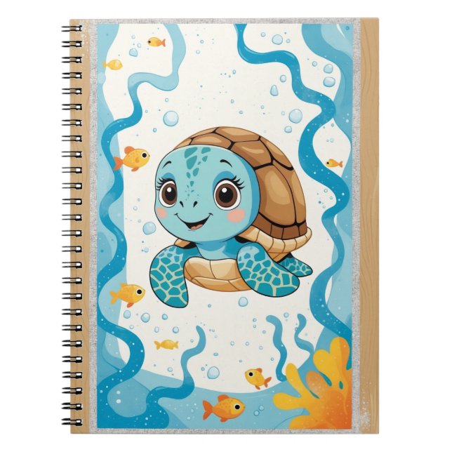 Cute Turtle Notebook, Ocean Theme Journal, Kawaii  Anteckningsbok (Framsidan)