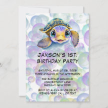 Cute Turtle och Bubbles 1:a födelsedagen Party