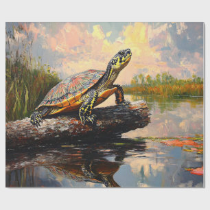 Cute Turtle på en Log Everglades Decoupage Presentpapper